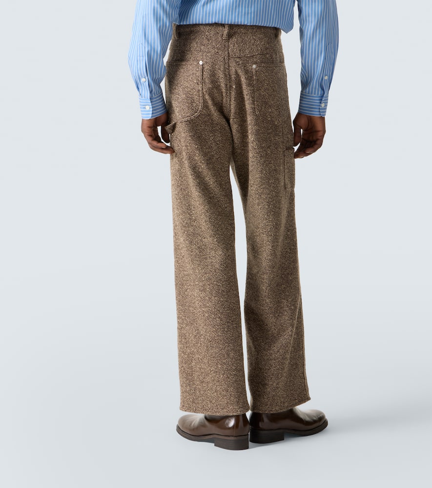 Auralee Wool Tweed Wide-leg Pants In Brown