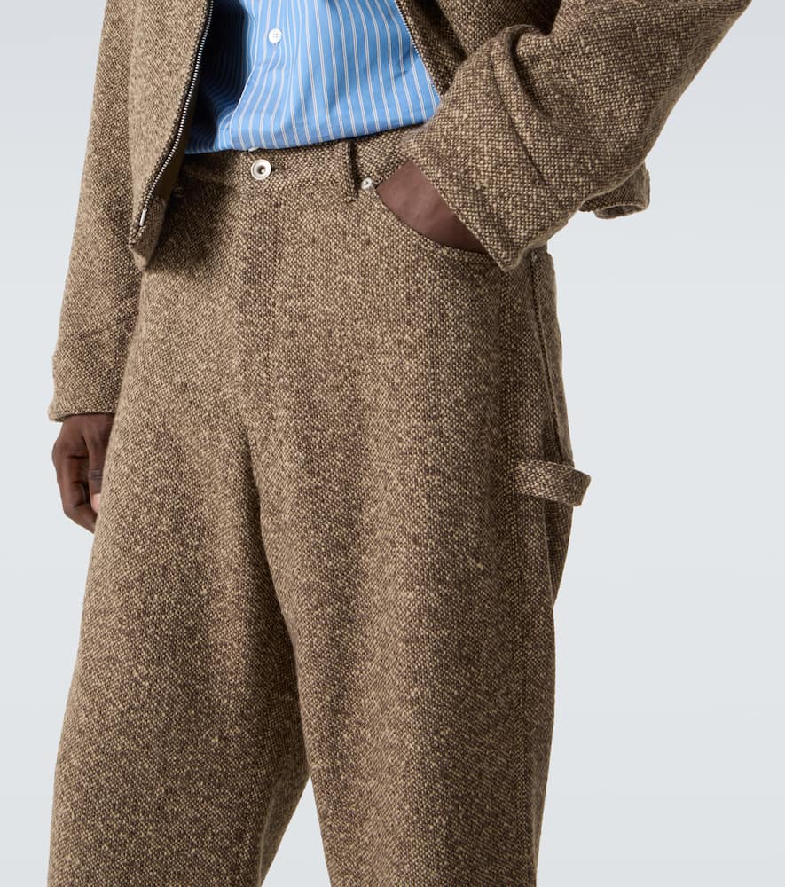 Auralee Wool Tweed Wide-leg Pants In Brown