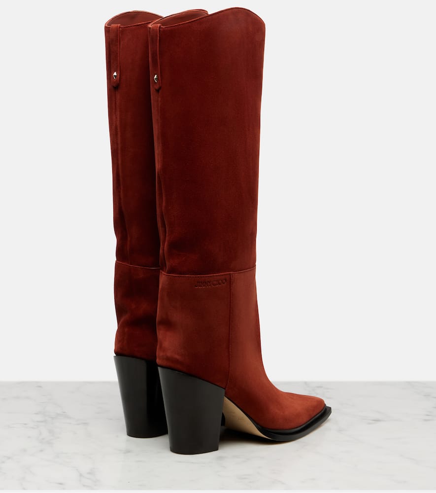 Jimmy Choo Cece 80 Suede Knee-high Boots In Orange