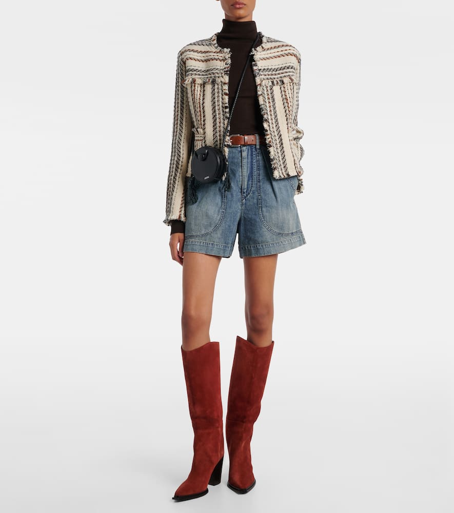 Jimmy Choo Cece 80 Suede Knee-high Boots In Orange