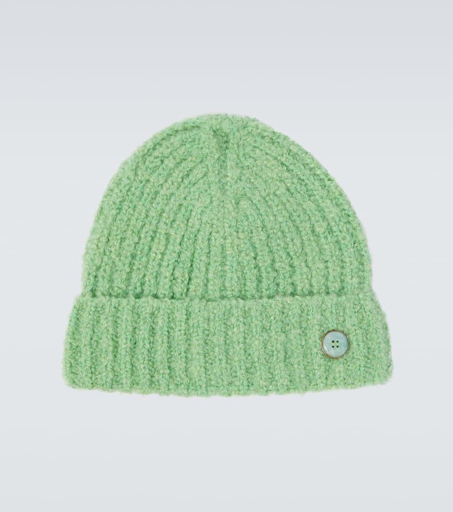 God's True Cashmere Bouclé Cashmere Beanie With Emerald In Green
