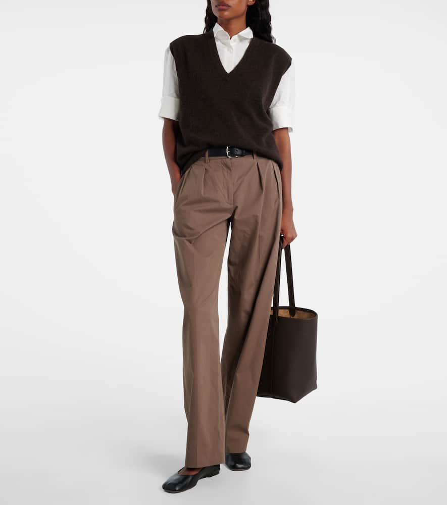 The Row Park N/s Medium Leather Tote Bag In Brown