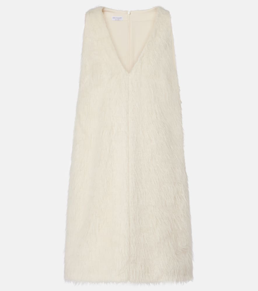 Brunello Cucinelli Alpaca Wool-blend Minidress In Neutral