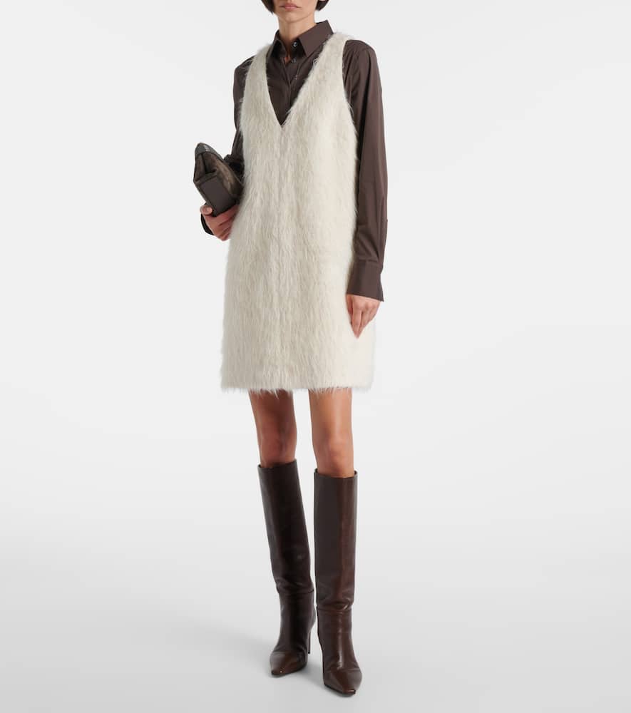 Brunello Cucinelli Alpaca Wool-blend Minidress In Neutral