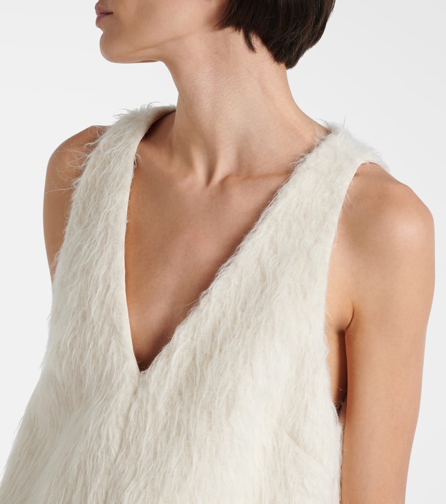 Brunello Cucinelli Alpaca Wool-blend Minidress In Neutral