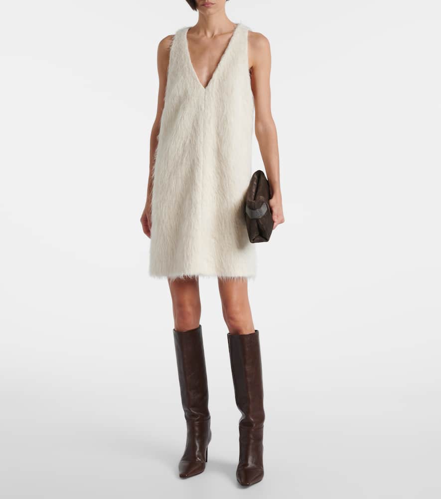 Brunello Cucinelli Alpaca Wool-blend Minidress In Neutral