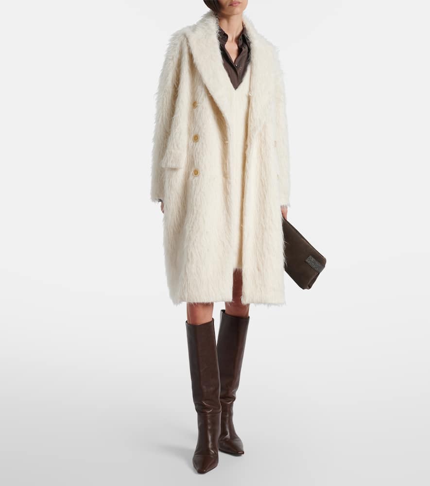 Brunello Cucinelli Alpaca Wool-blend Minidress In Neutral