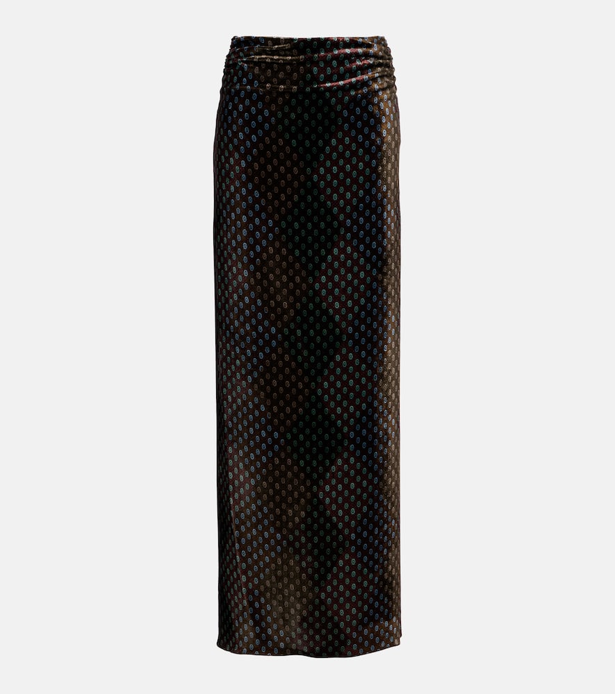 Dries Van Noten Printed Satin Maxi Skirt In Multi
