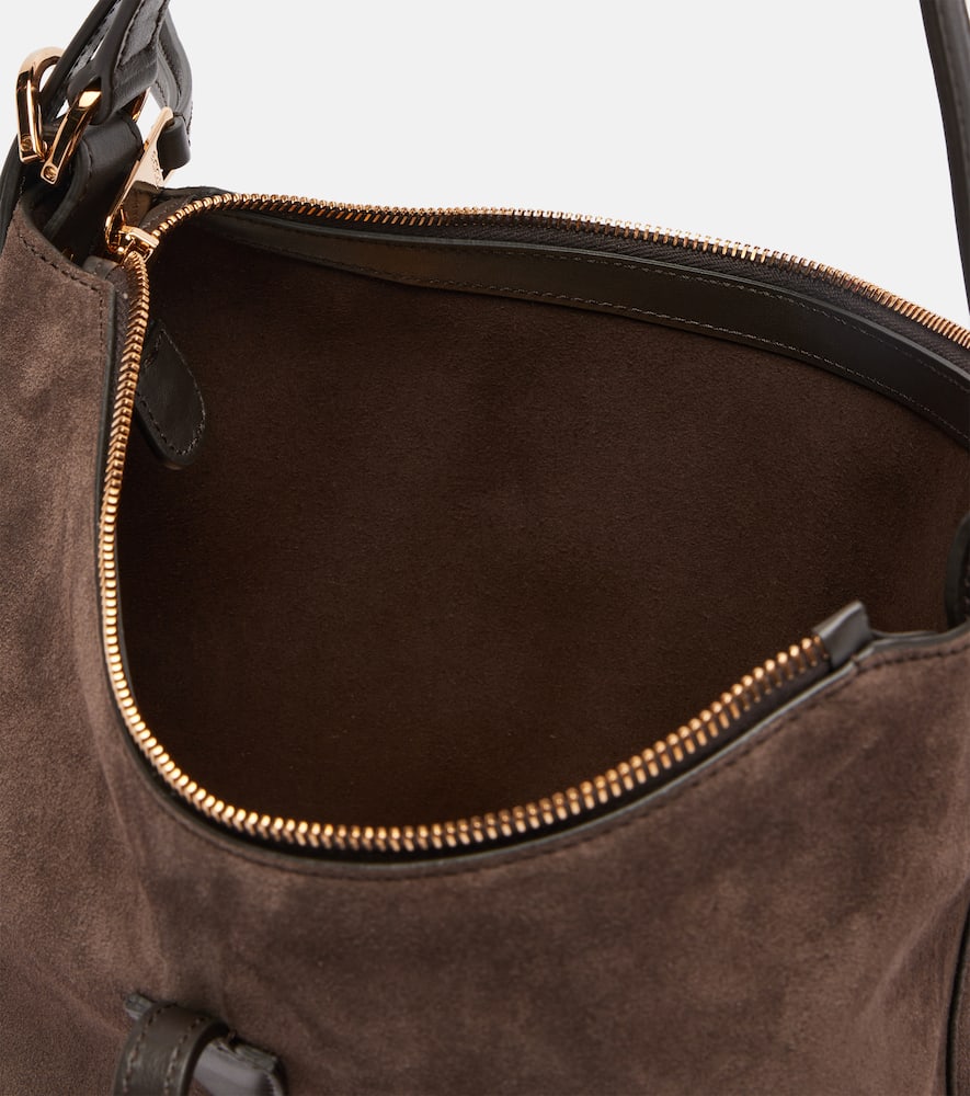 Tod's T Timeless Small Suede Tote Bag In Brown