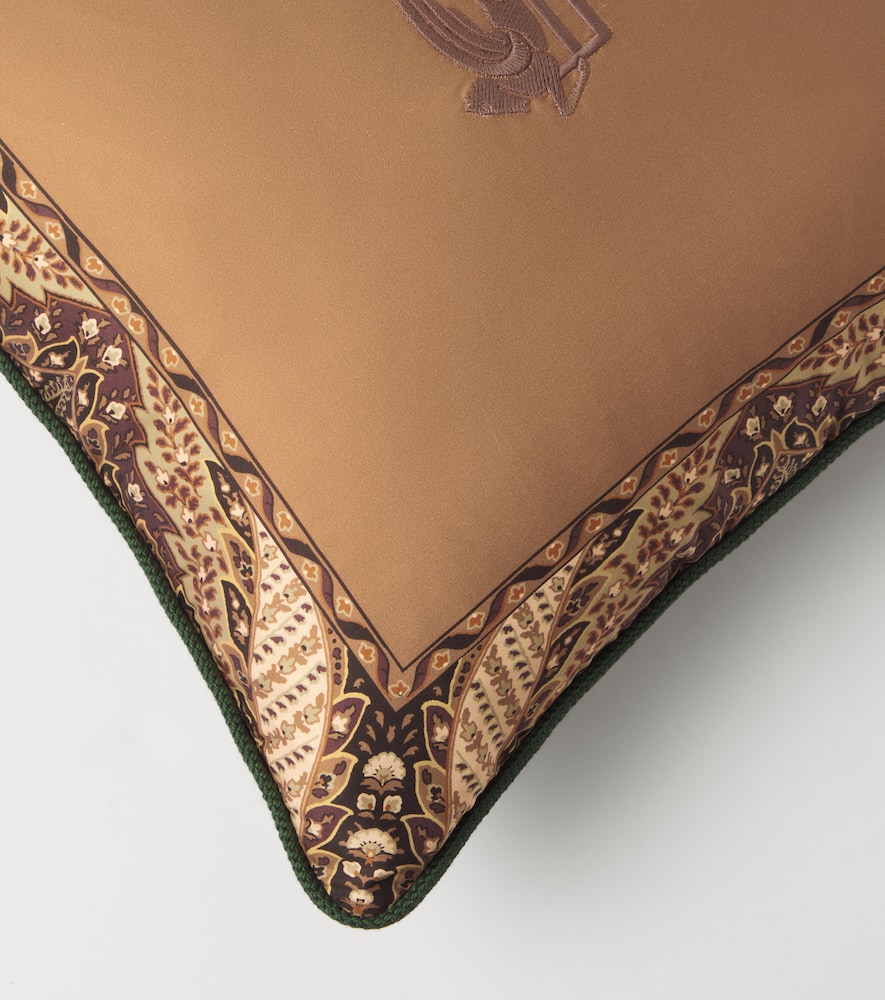 Etro Printed Cotton Cushion In Brown