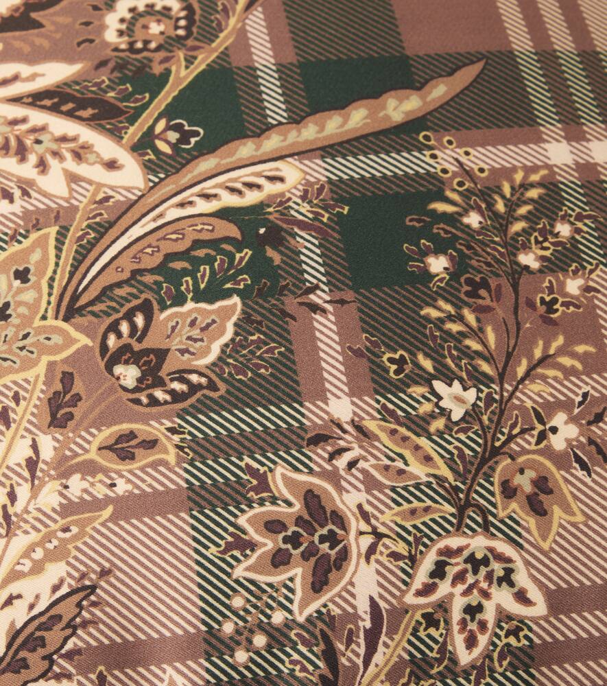 Etro Printed Cotton Cushion In Brown