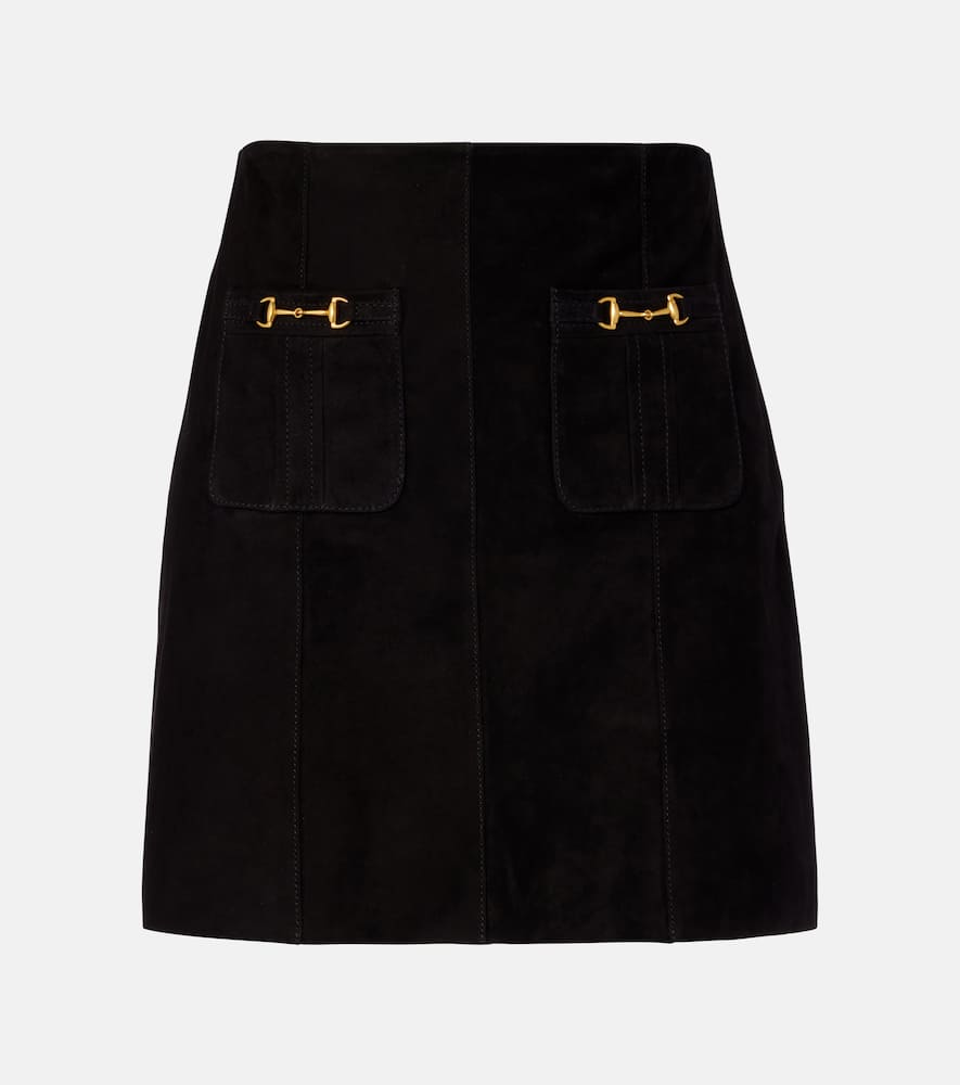 Rixo London Wiley Suede Miniskirt In Black
