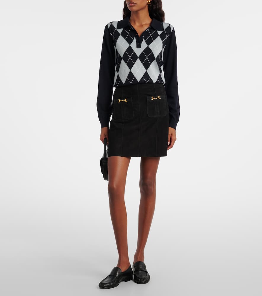 Rixo London Wiley Suede Miniskirt In Black