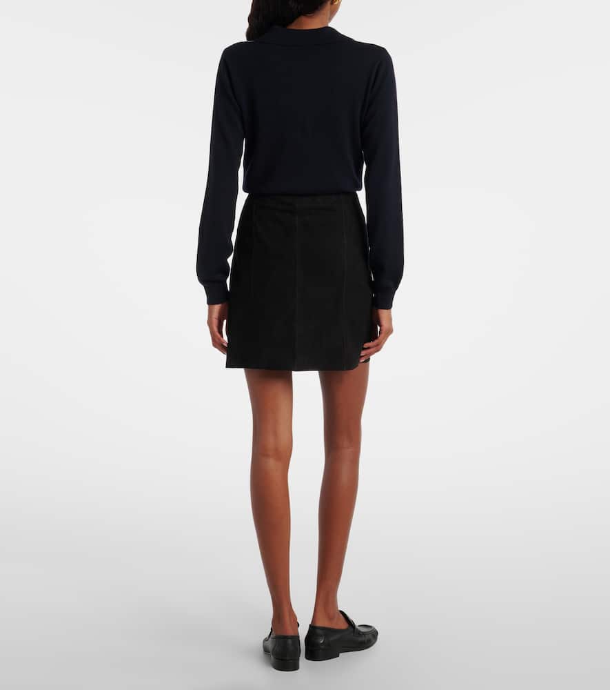 Rixo London Wiley Suede Miniskirt In Black