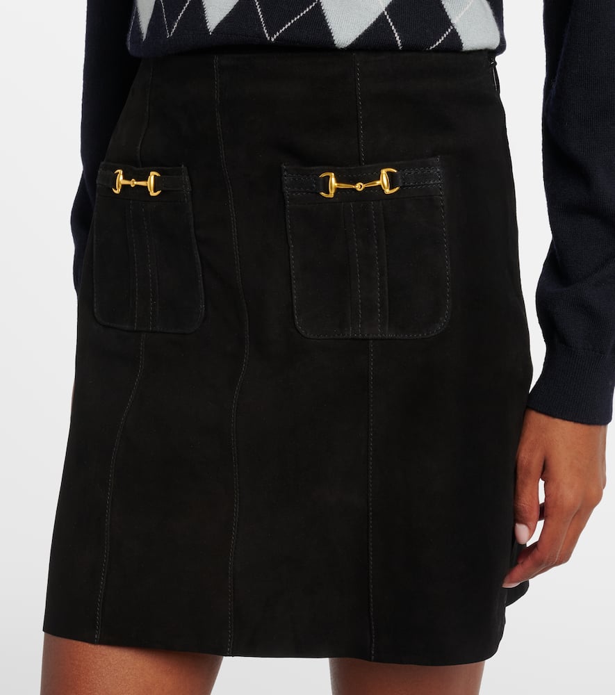 Rixo London Wiley Suede Miniskirt In Black