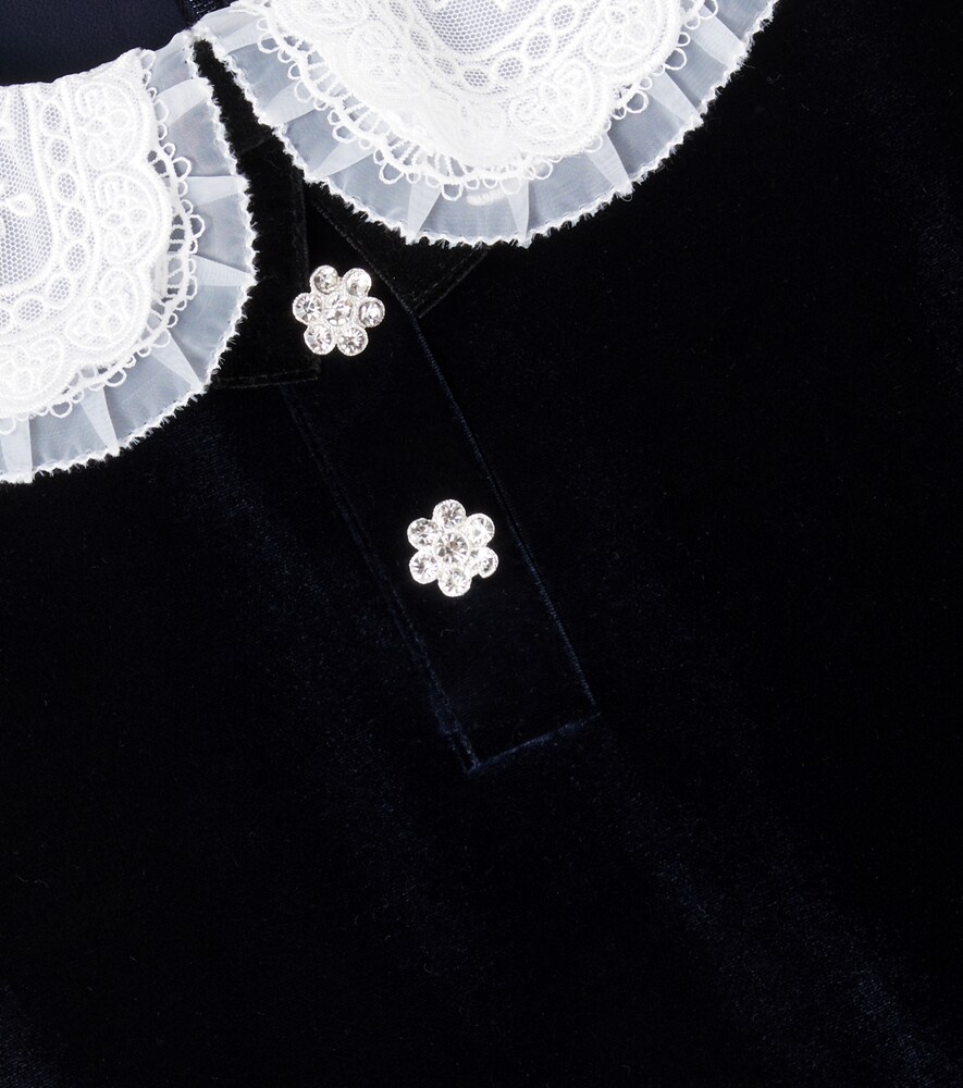  Self-portrait Kids Self-portrait Kids Verziertes Kleid Aus Samt Mit Spitze 