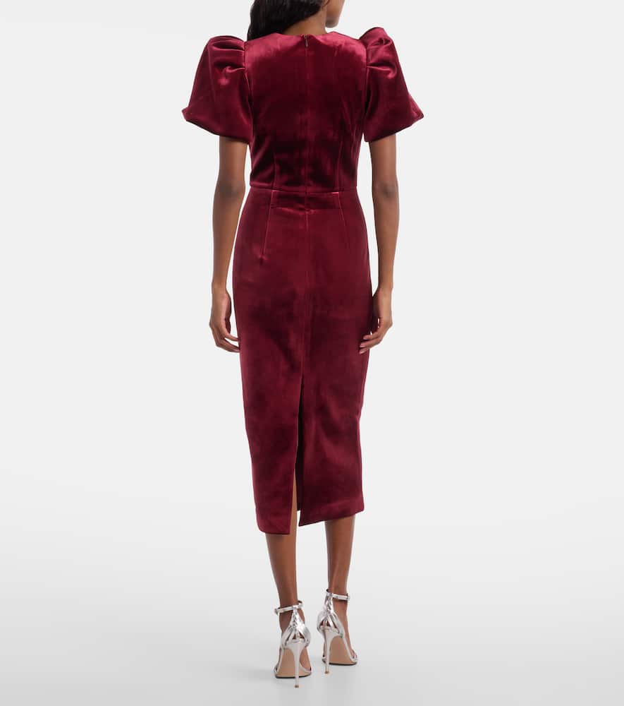 Rebecca Vallance Edwiena Embellished Velvet Midi Dress In Burgundy