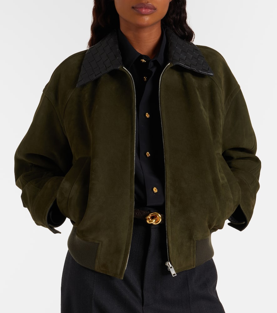 Bottega Veneta Leather-trimmed Suede Blouson Jacket In Multi