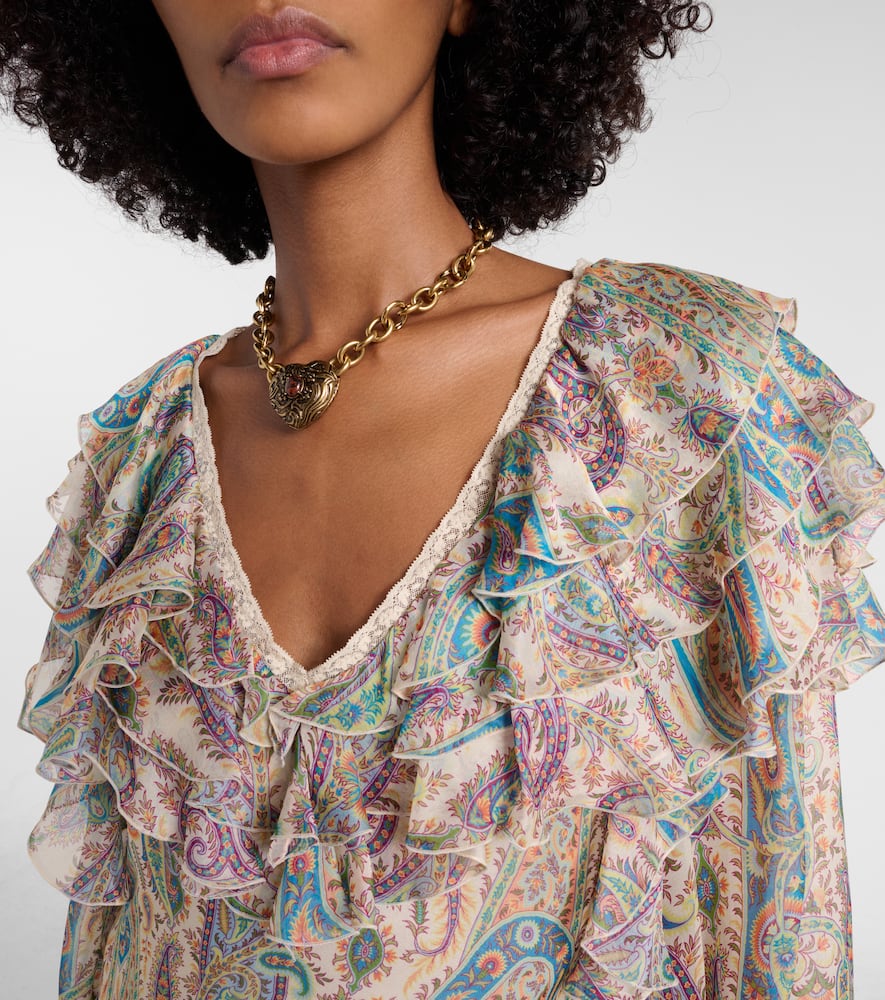 Etro Lace-trimmed Silk Georgette Slip Dress In Multi