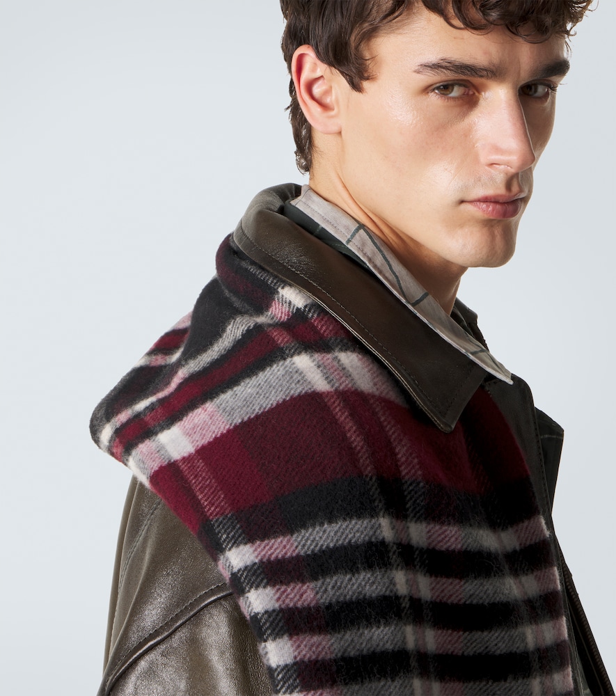  Acne Studios Acne Studios Logo Checked Fringed Wool Scarf 