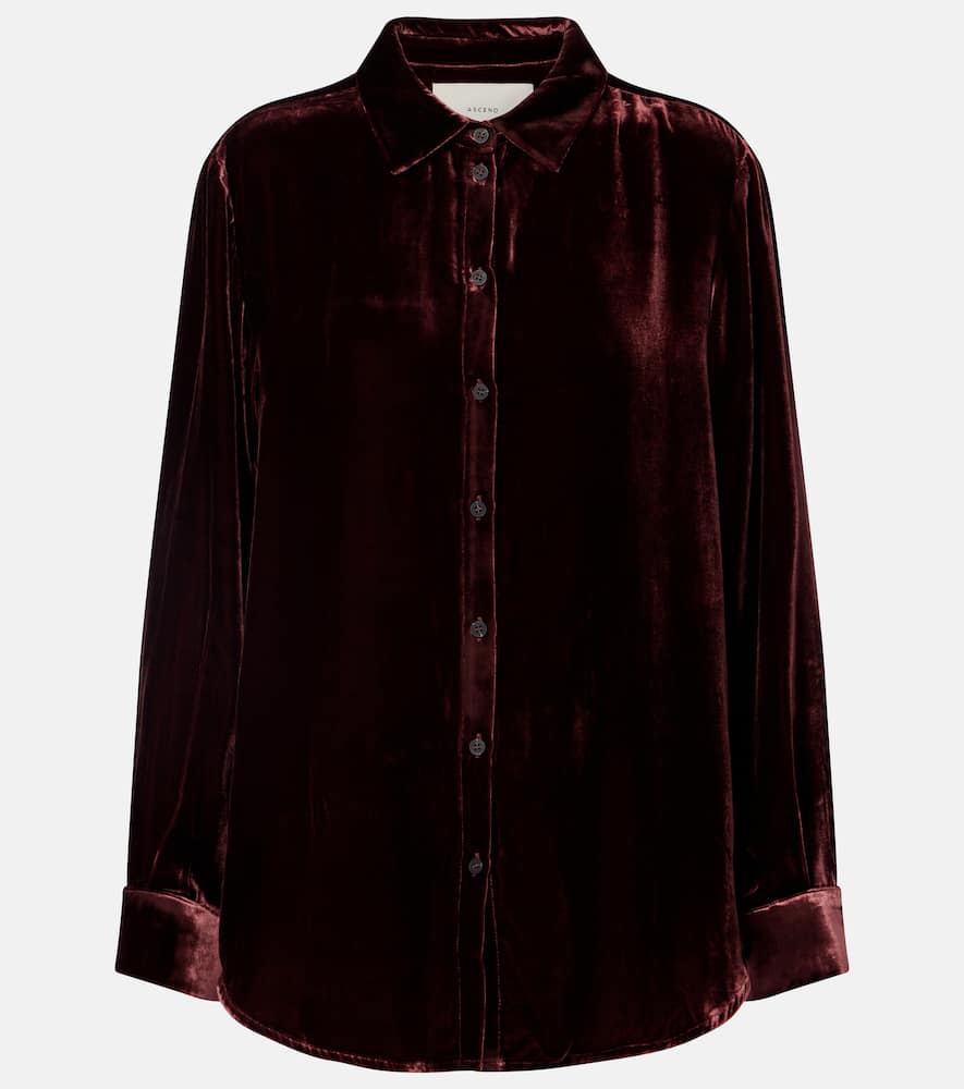 Asceno London Velvet Shirt In Burgundy