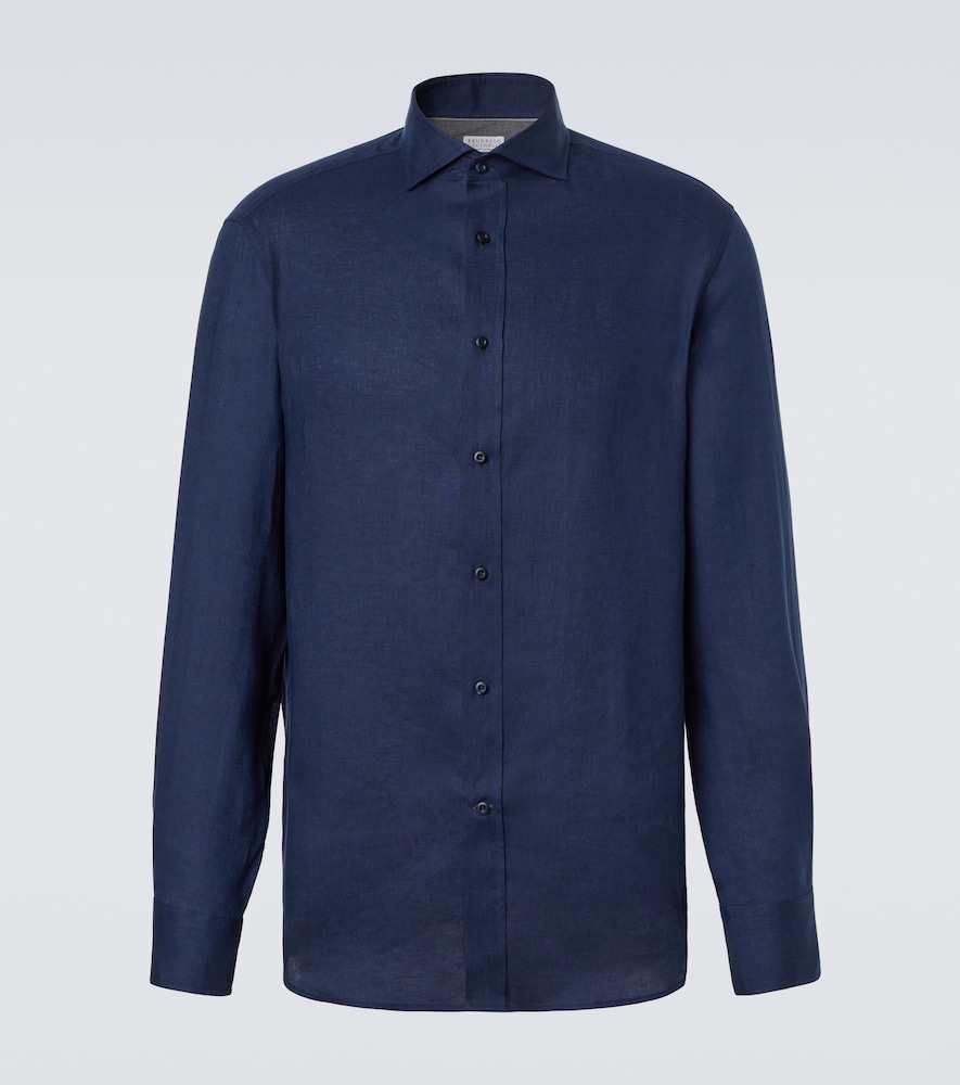 Brunello Cucinelli Men's Blue Linen Shirt UK Size 40 - Mytheresa