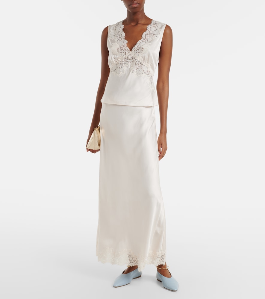 Rixo Emmie lace-trimmed satin top