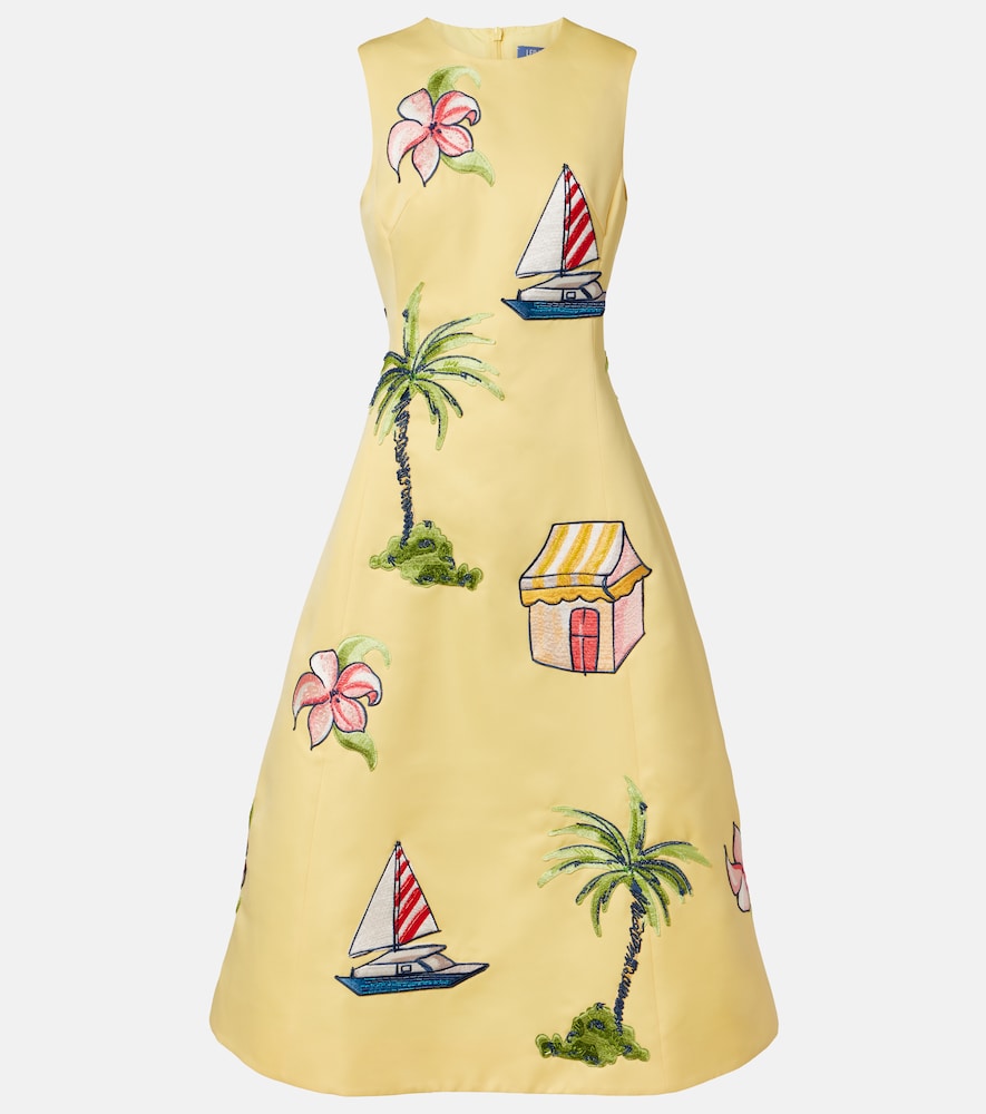 Leo Lin Beaded patch-appliqué midi dress