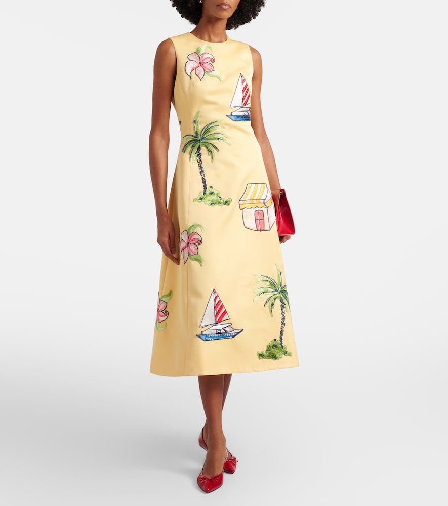 Leo Lin Beaded patch-appliqué midi dress
