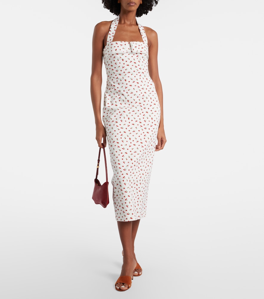 Posse Ebony lace-trimmed printed cotton-blend midi dress