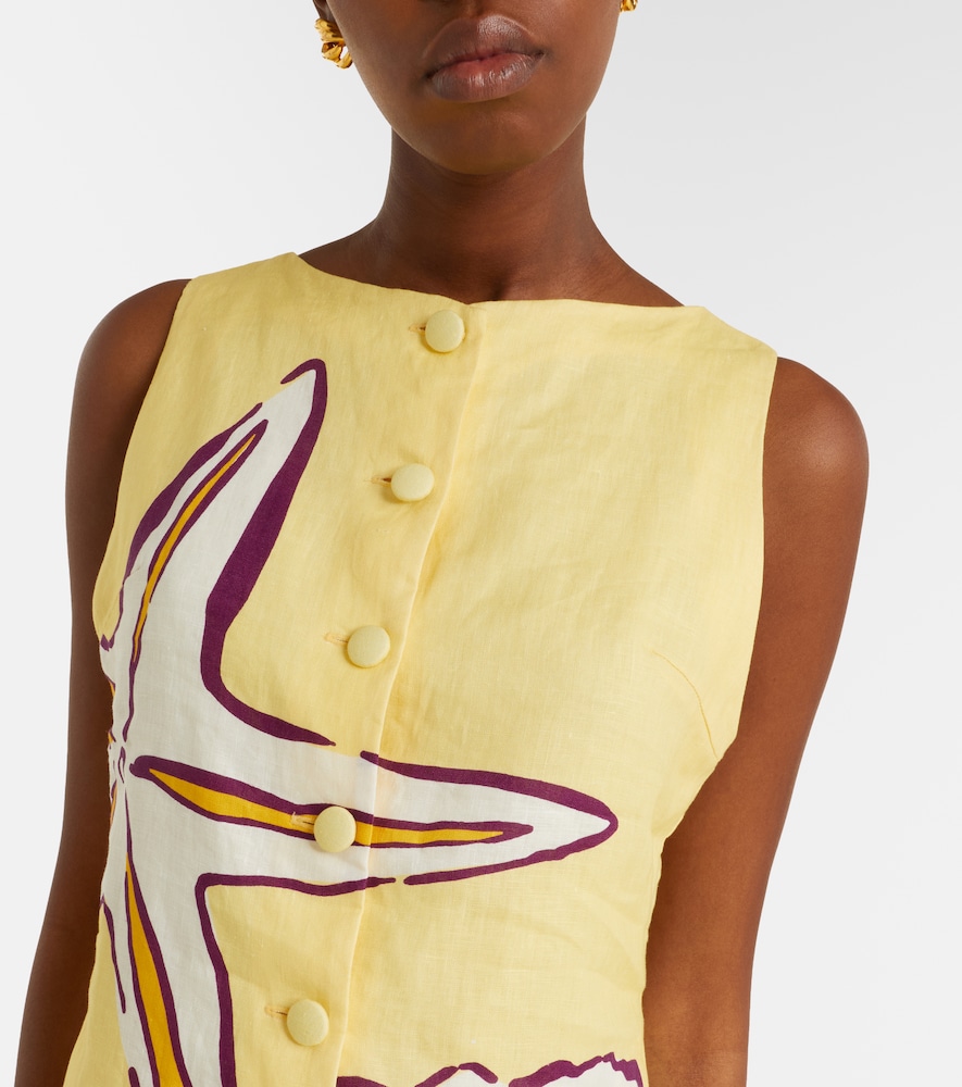 Cala De La Cruz Cala De La Cruz Rhoda Printed Linen Minidress 