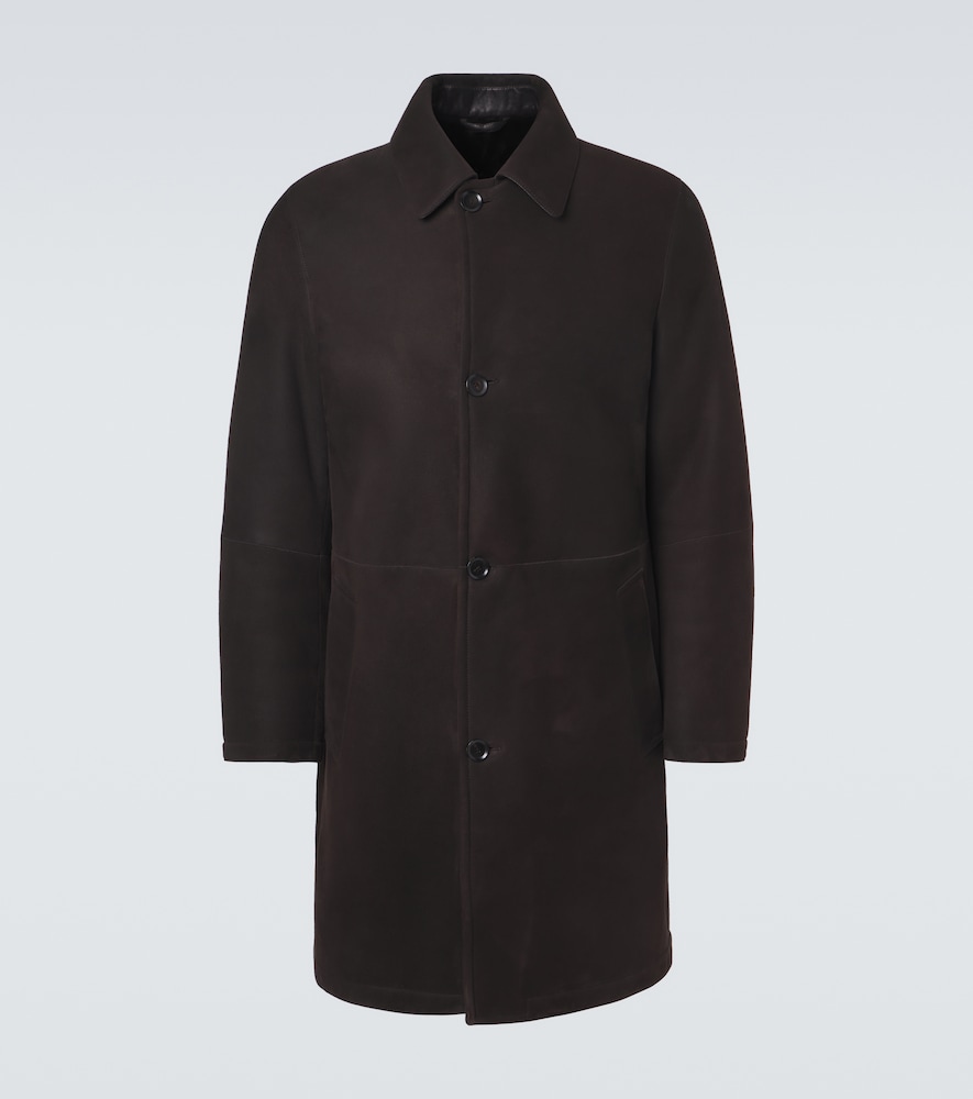 Brioni Cappotto in suede con shearling