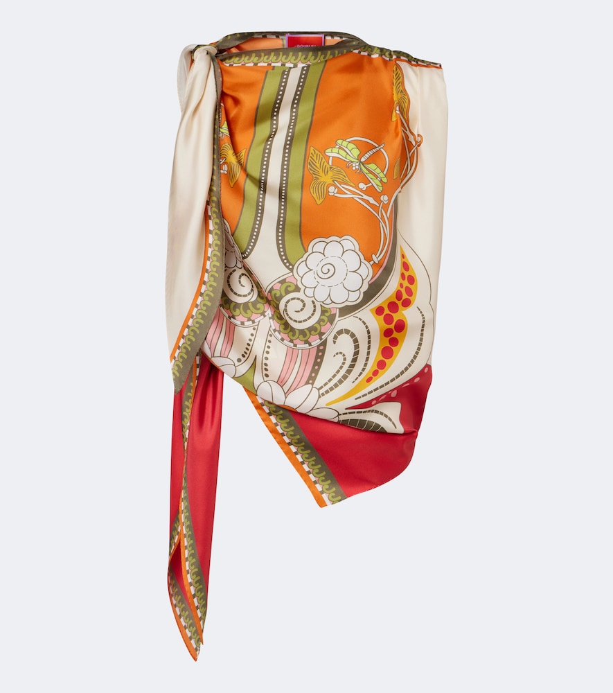 Top Full-On in twill di seta con stampa