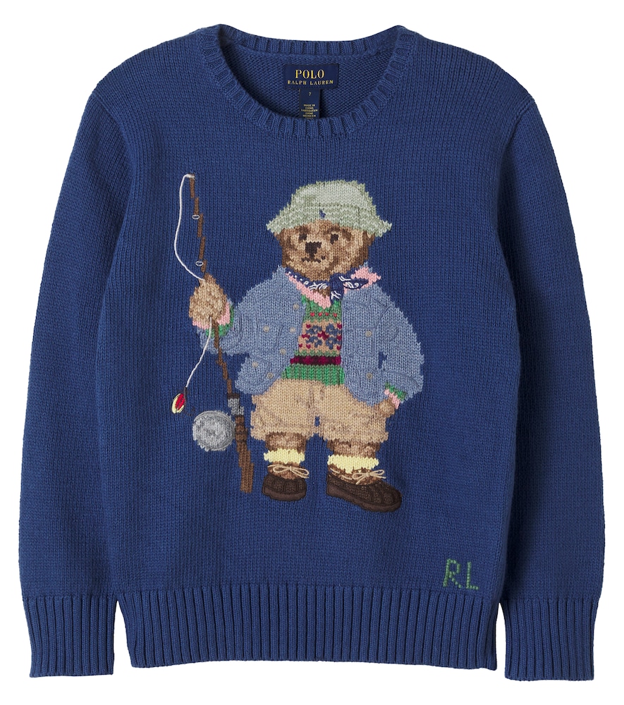 Polo Ralph Lauren Kids Blue Polo Bear Cotton Sweater Y Size 6 - Mytheresa