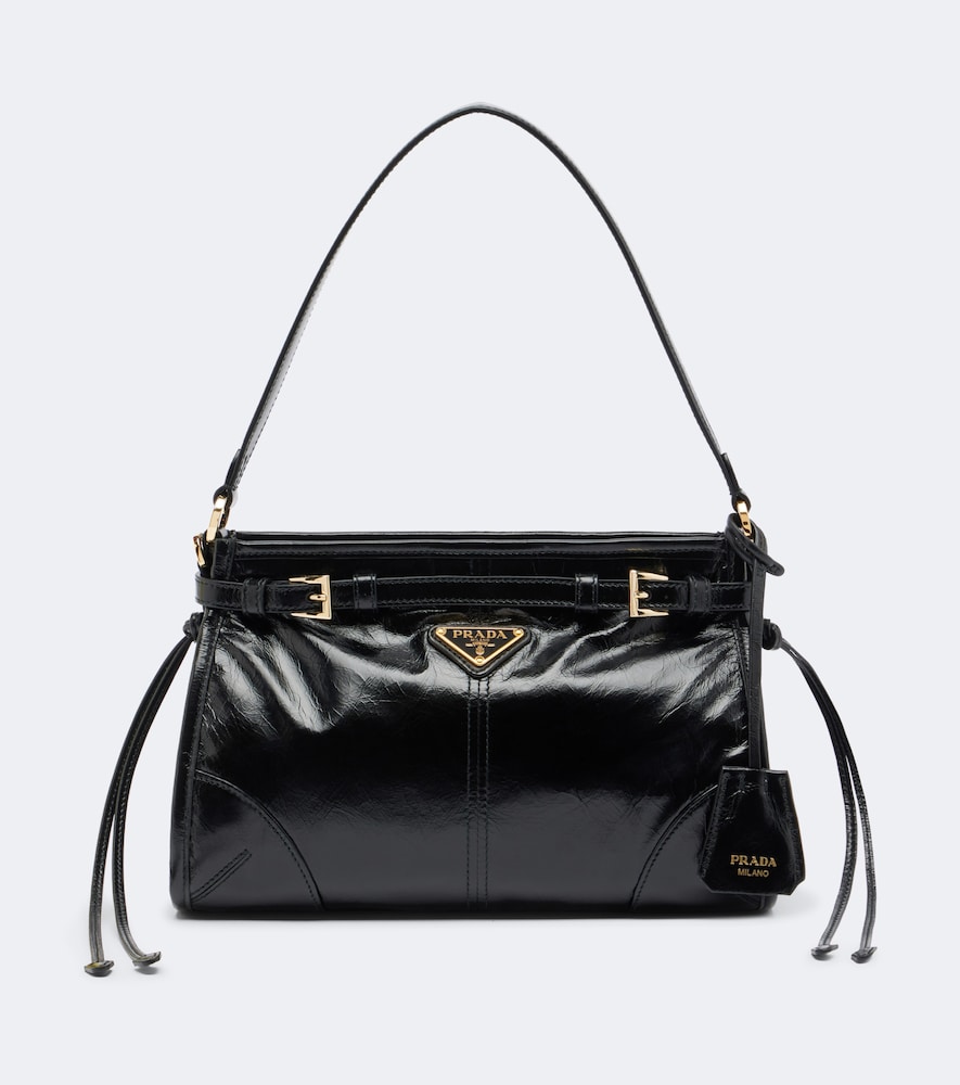 Prada Bonnie Small Leather Shoulder Bag In Black