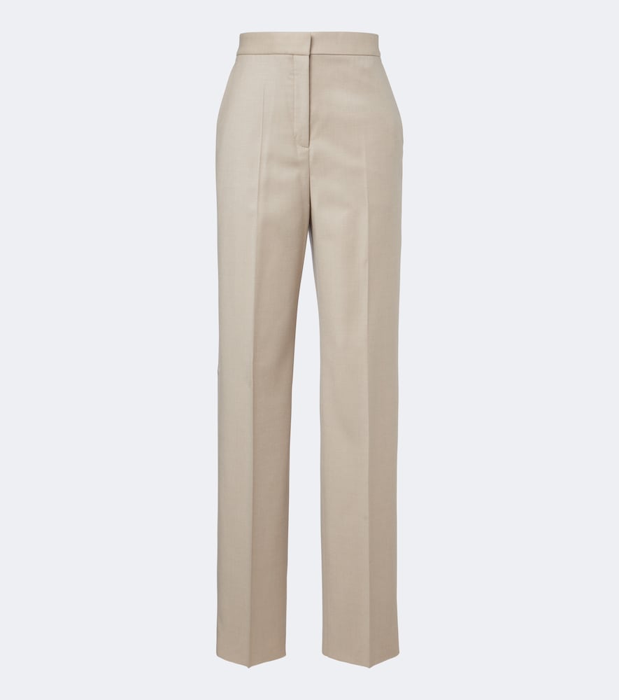 Agnona Wool Straight Pants In Beige