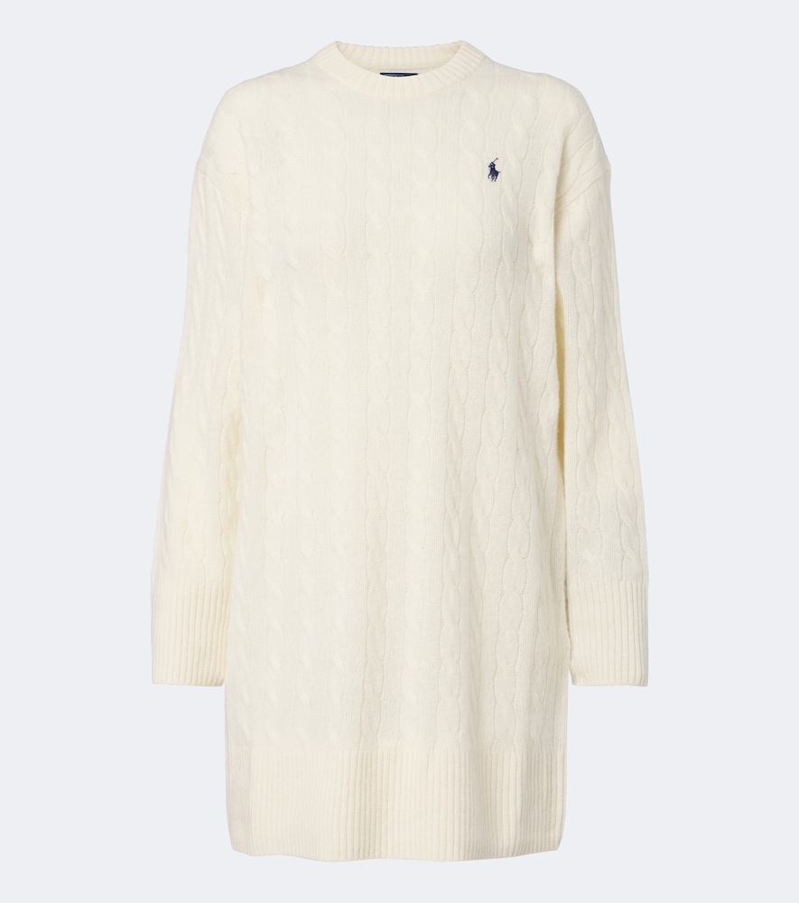 Polo Ralph Lauren Cable-knit Wool And Cashmere Sweater Dress In White