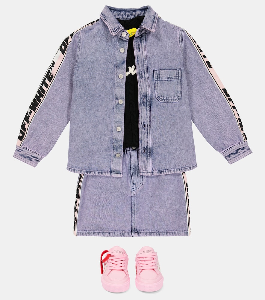 Shop Off-white Logo Denim Shirt In Pink Black