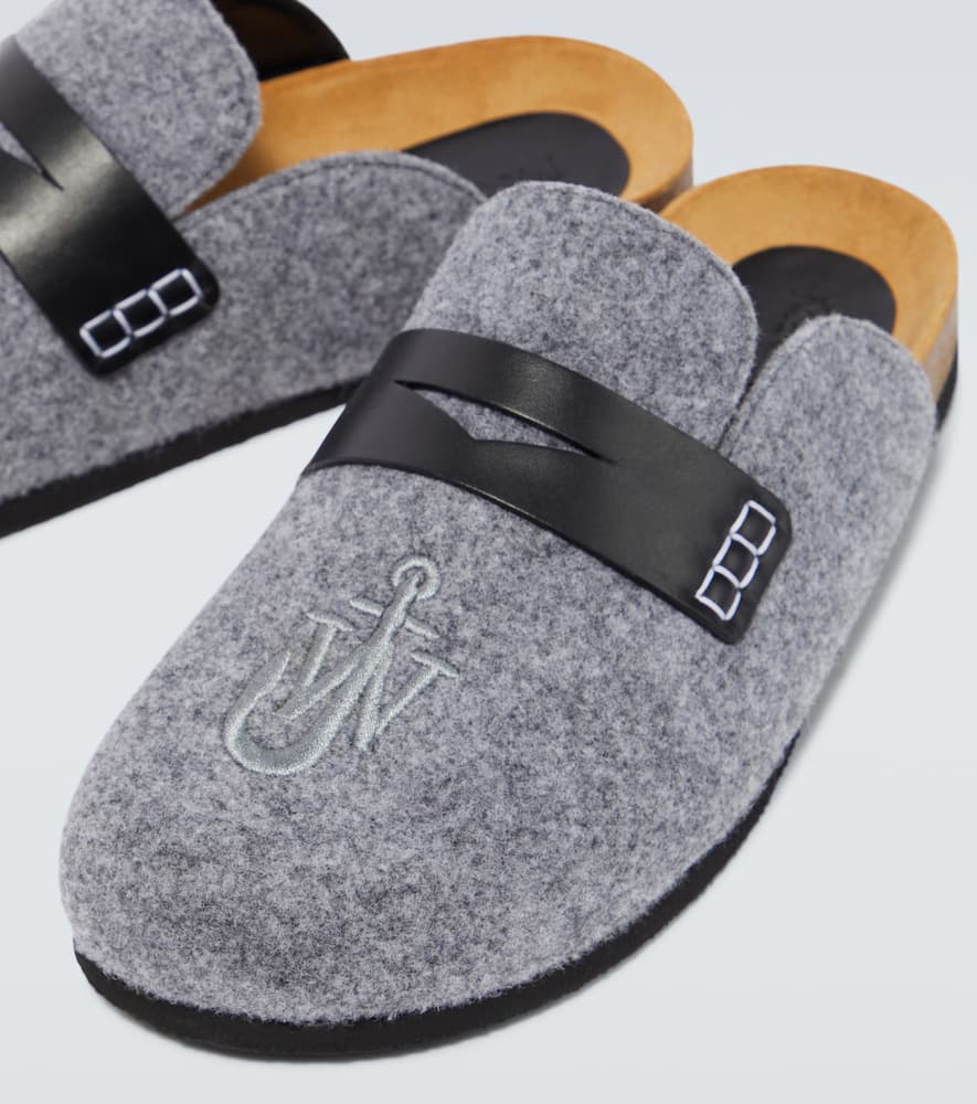 Shop Jw Anderson Leather-trimmed Slippers In Grey