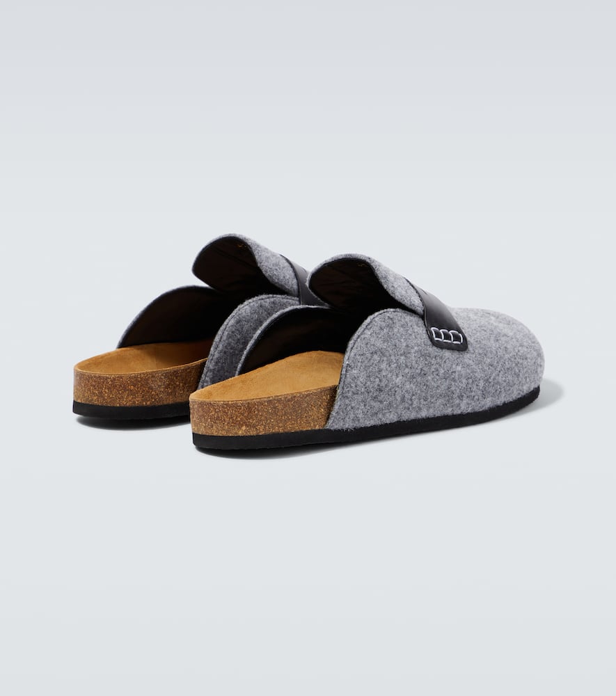 Shop Jw Anderson Leather-trimmed Slippers In Grey