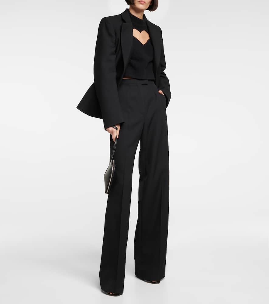 ALAÏA ALAÏA KEYHOLE VIRGIN WOOL CROPPED SWEATER 