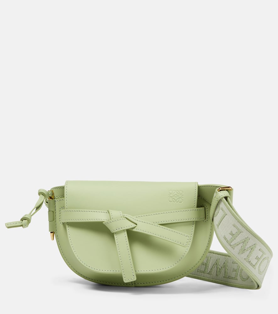 Loewe Gate Dual Mini Leather Shoulder Bag In Light Pale Green