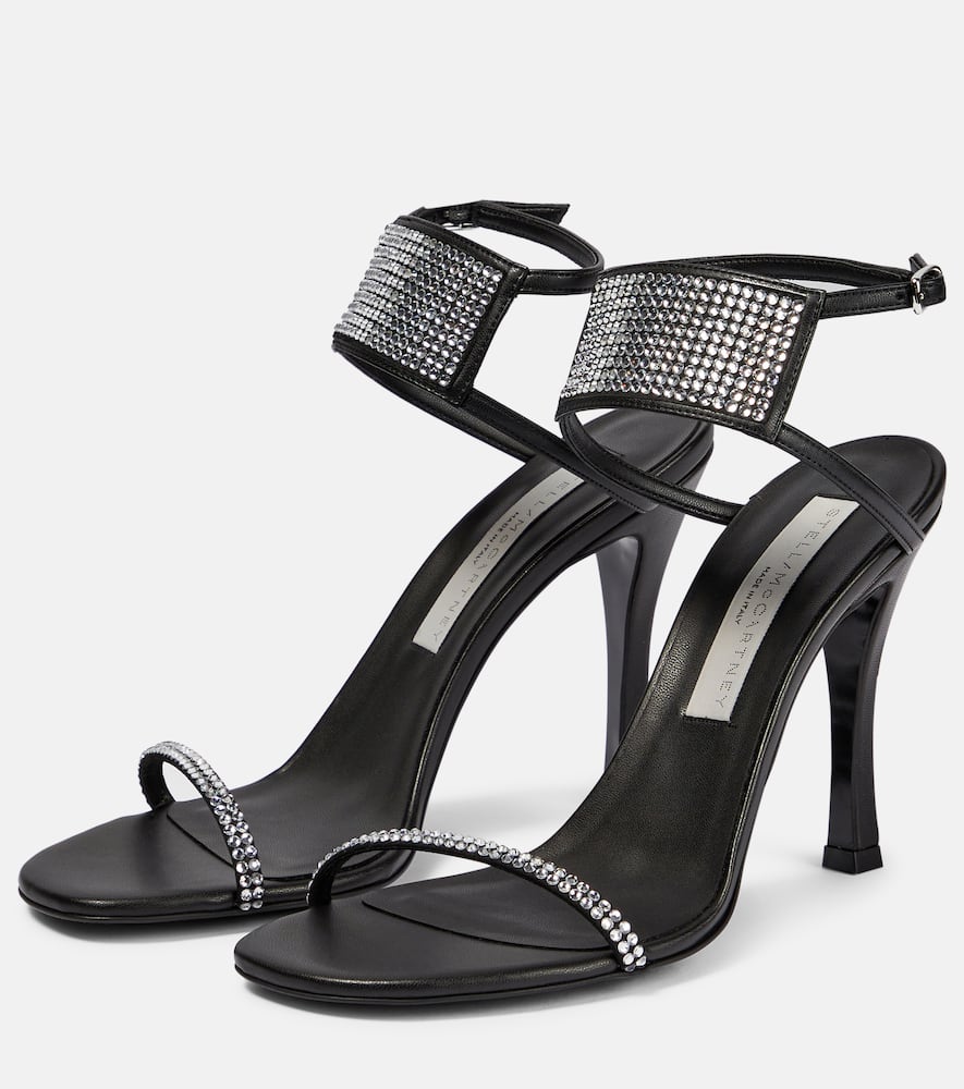 Shop Stella Mccartney Stella 100 Crystal-embellished Sandals In Black