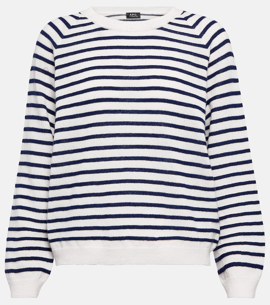 Apc Pull Lilas Striped Wool Sweater In Blue