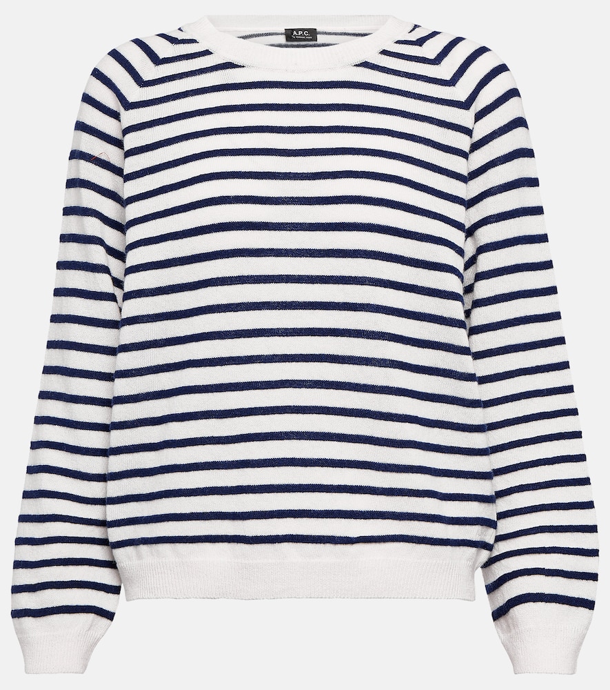 Shop Apc Pull Lilas Striped Wool Sweater In Blue