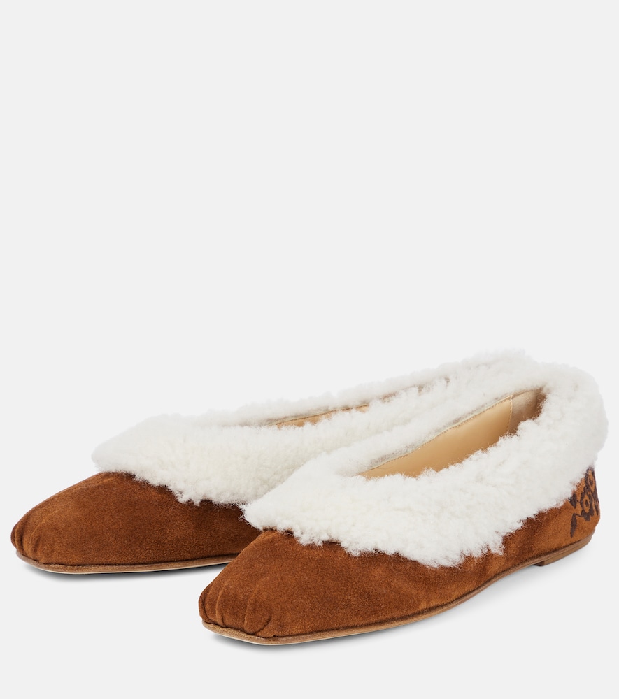  Magda Butrym Magda Butrym Embroidered Shearling Ballet Flats 