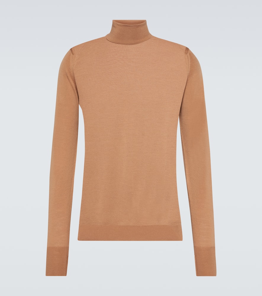 Shop John Smedley Richards Wool Turtleneck Sweater In Brown