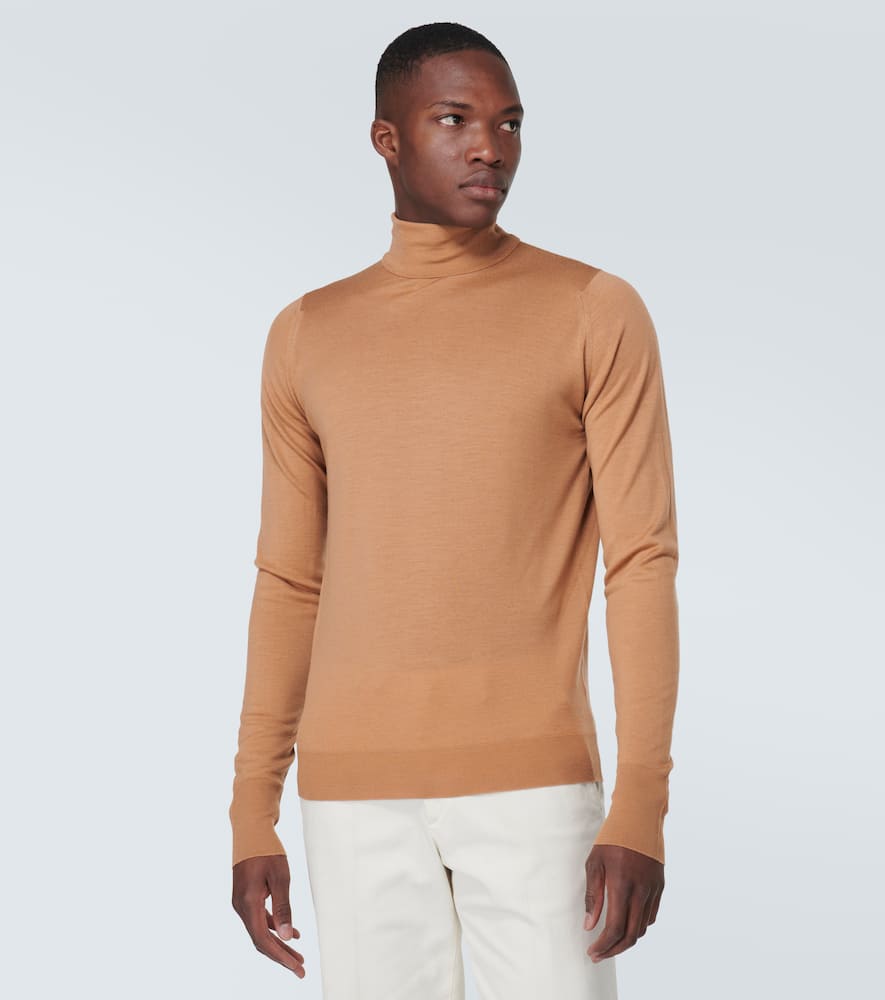 Shop John Smedley Richards Wool Turtleneck Sweater In Brown