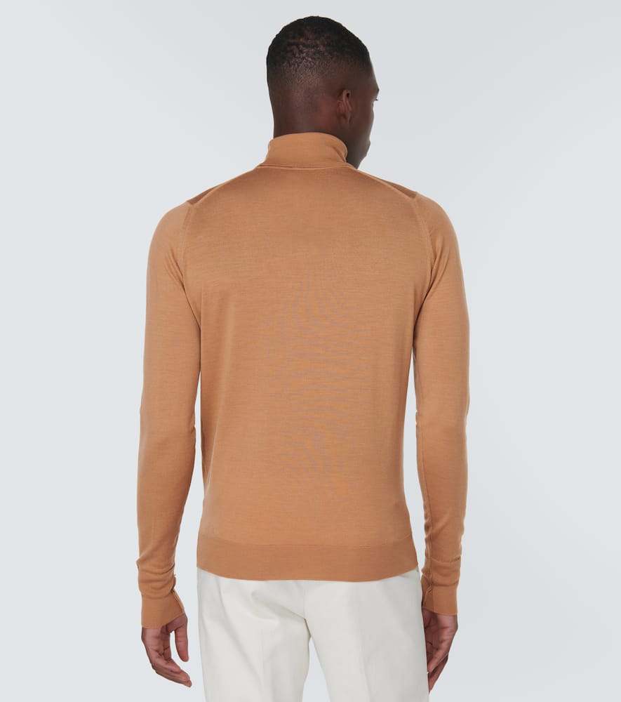 Shop John Smedley Richards Wool Turtleneck Sweater In Brown