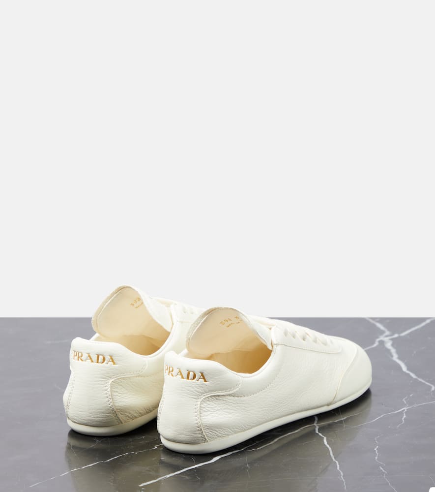 Prada Logo-print Leather Sneakers In White